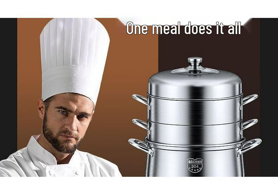 304 Stainless Steel Energy-Saving 4-Layer No-Flavor-Transfer Induction Steamer
