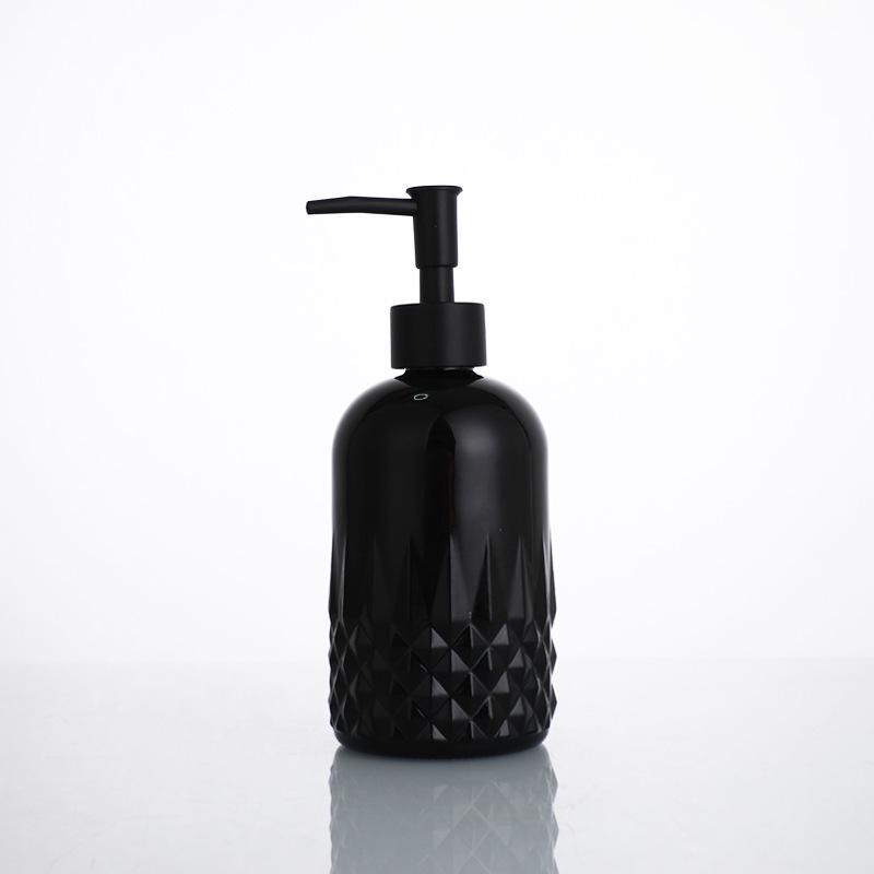 Transparente Glasflasche zum Drücken für Shampoo, Duschgel und Handdesinfektionsmittel - Wiederbefüllbar, Hotelqualität