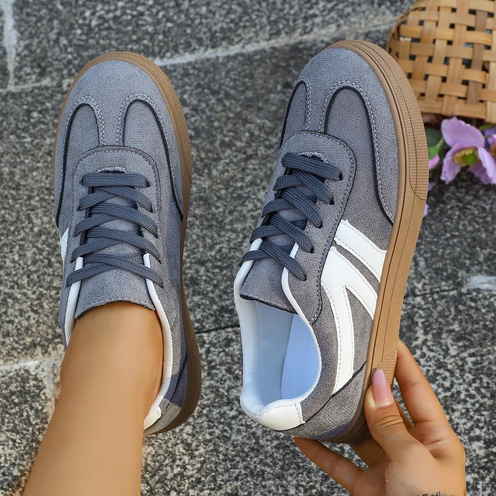 Fashion Women Tennis Sneakers Flats Ladies Fashion Mixed Colors Lace-up Vulcanized Shoes Women Spring Autumn Baotou Outdoor Sneakers