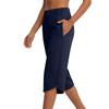High Waist Wide Leg Capri Pants for Women with Pockets Loose Fit Stretchy Cropped Trousers for Sports Yoga Casual Wear