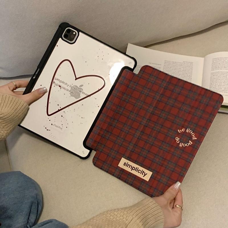 Ins Korean Red Checks Protective Case for 7 8 9th 10.2 Funda Cover IPad 10th Generation IPad Air 5 4 10.2 7th 8th 9th Gen ipad mini6 8.3