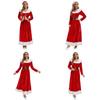 Women Elegant Velvet Long Dress With Hat And Belt For Christmas And Holiday Events