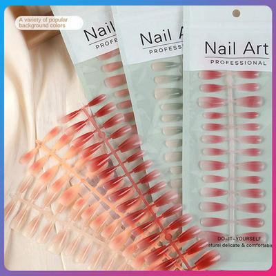 About 27.5*11.cm False Nails Smudged Wearing Armor Nail Art Finished False Nails Pink Acrylic Material 14 Styles Nail Chips