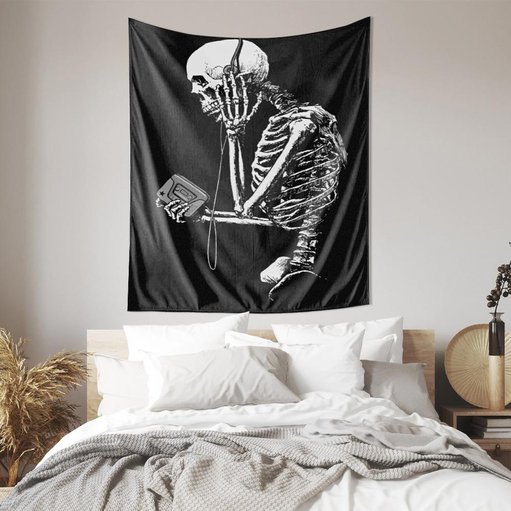 Black and White Skull Pattern Tapestry Modern Art Wall Hanging Decoration