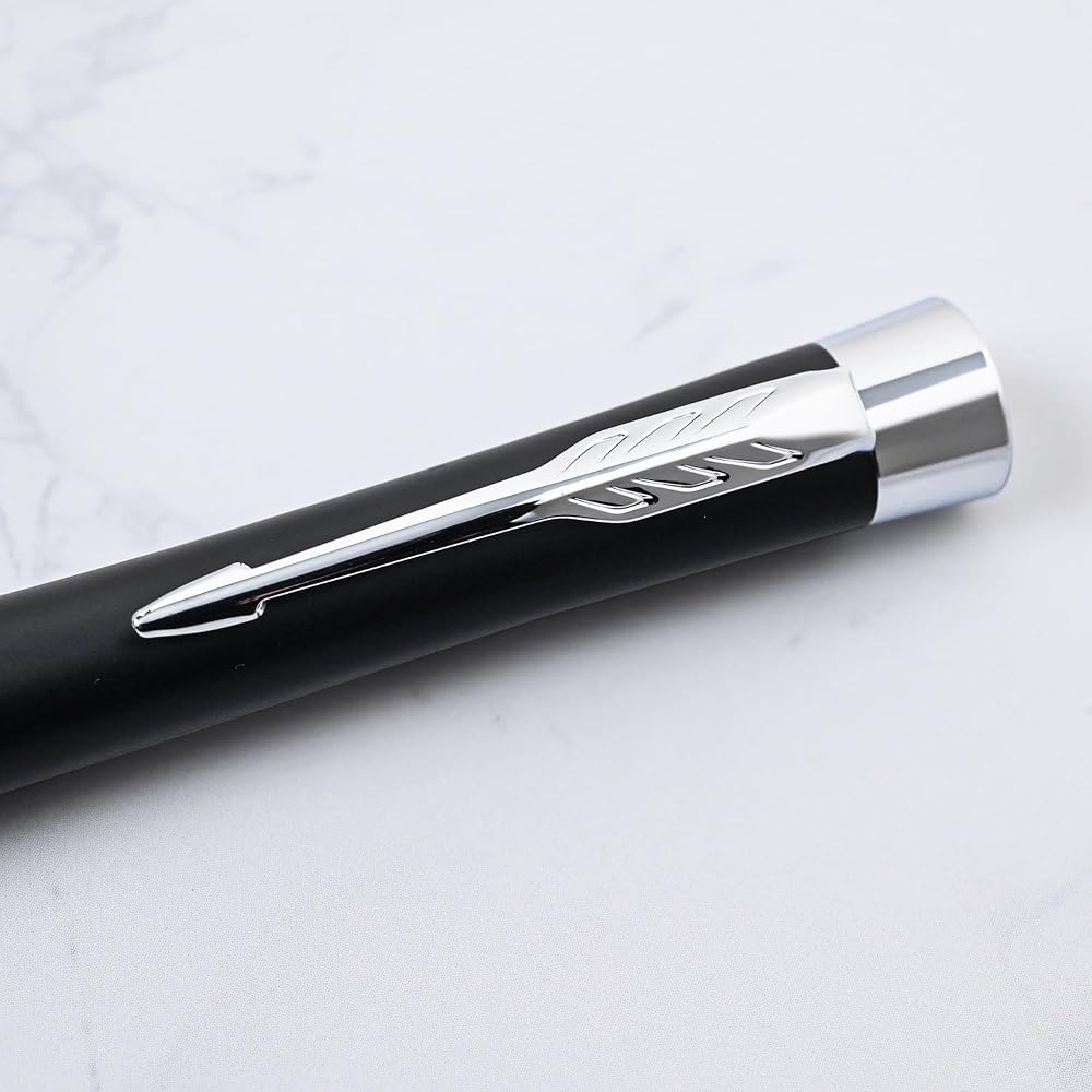 PARKER S0735810 Parker Ballpoint Pen, Urban Matte Black CT, Medium, Oily Type, Gift Box Included
