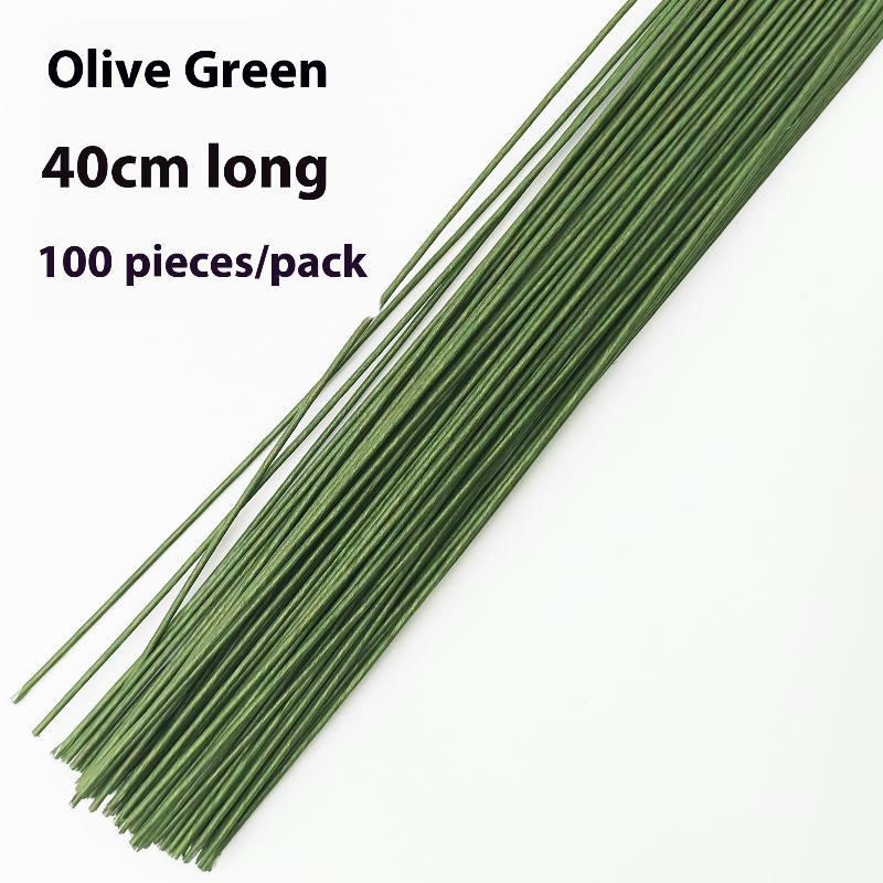 100 szt. Floralne druciki 40cm Sztuczne zielone druciki do kwiatów Materiał florystyczny DIY Druciki Akcesoria Roślina Wystrój domu