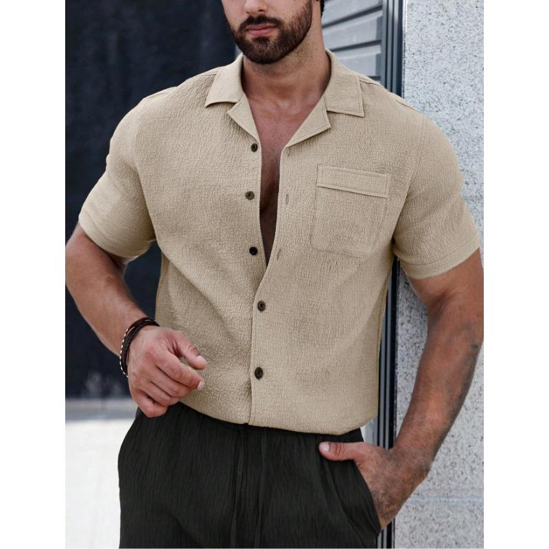 Herren Hemden Kurzarm Hemden mit Knöpfen Knitterfrei Lässig Bequem Urlaubs Strand Sommer Oberteile Weich Leicht Guayabera Hemd für Herren