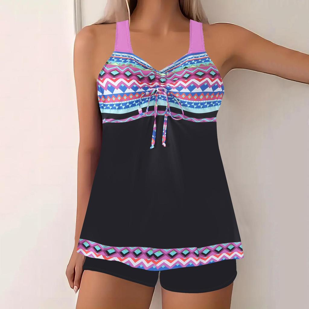 European-American Printed Spring Bikini 2025: Conservative Skirt-Style Women's Swimsuit.