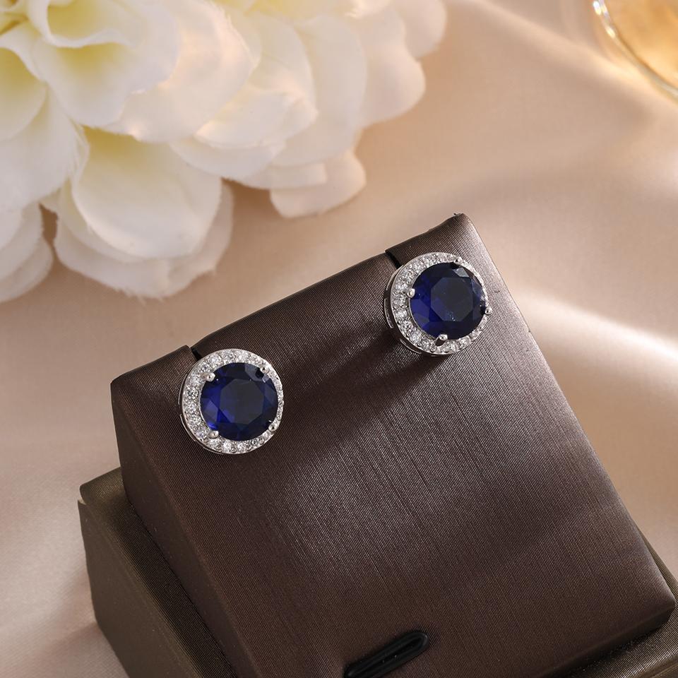 ZAKOL Classic Simple Round Zircon Stud Earrings for Women Men Shiny Blue Yellow AAA CZ Earring Exquisite Zircon Gift Wholesale