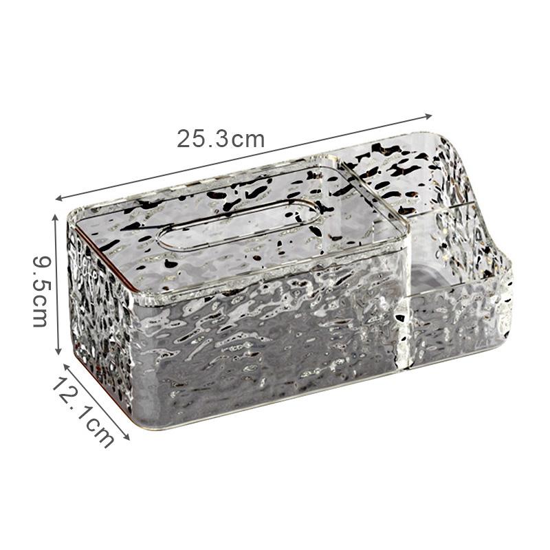 Living Room Desktop Tissue Box Water Ripple Clear Plastic Tissue Storage Box Multifunction Remote Control Holder Tissue Box