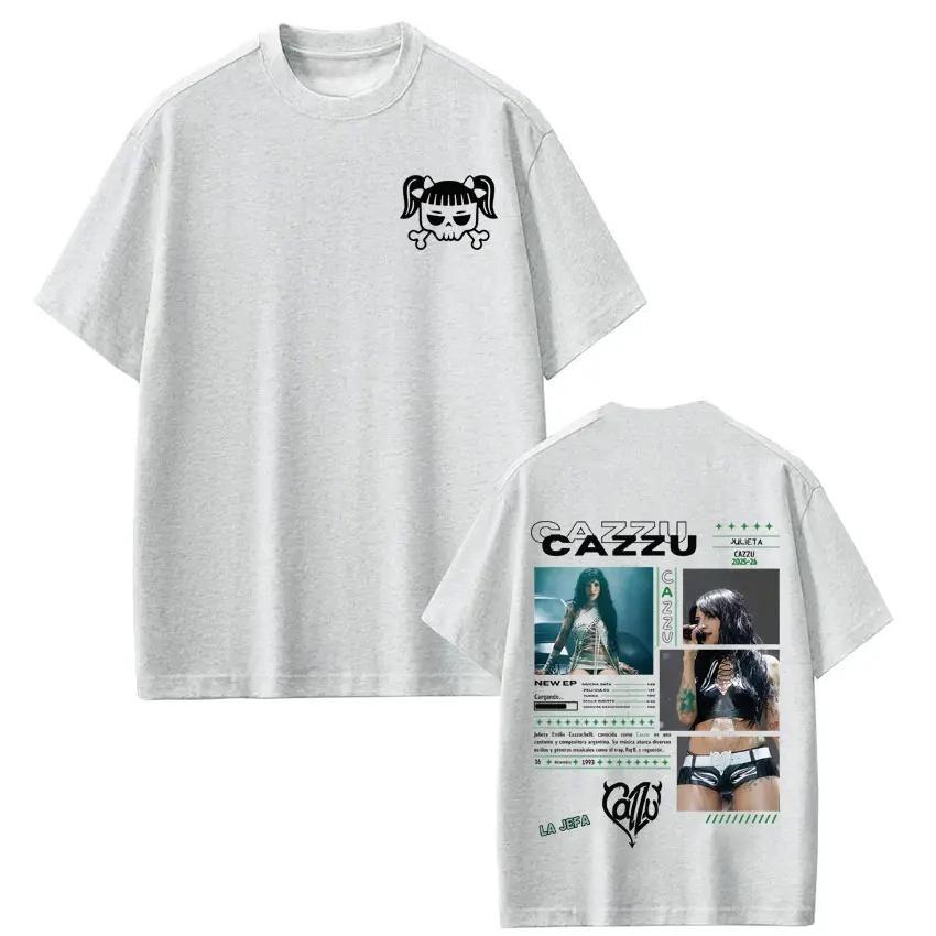 Shortsleeved Loose Cotton Aesthetic Oversized Tshirt Singer Cazzu 2026 Tour Graphic Tee Unisex Women Fashion Tshirts Fan Gifts