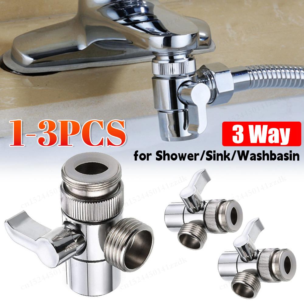 1-3PCS 3-way Sink Faucet Splitter Diverter Zinc Alloy Valve Connector Toilet Water Tap Adapter Kitchen Bathroom Washbasin Showe