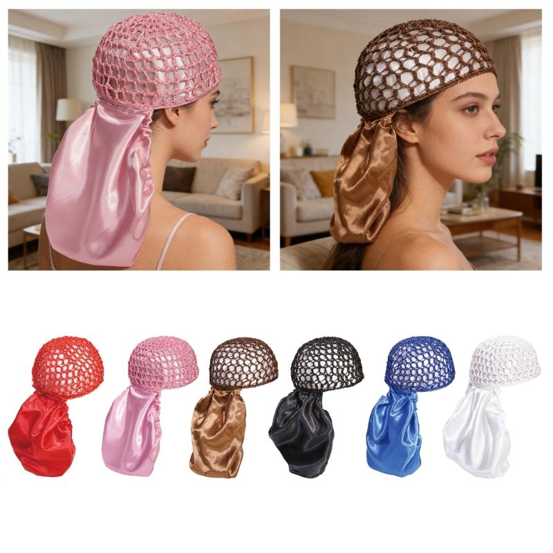 Reversible Bonnet Satined Bonnet Hat Hair Wrap Reversible Mesh Skull Hat For Long Curly Braided Hair Sleep Headpiece