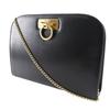 Salvatore Ferragamo ChainShoulder Shoulder Bag P21-0587 Gancini 2-way Clutch Black Calfskin Women Used