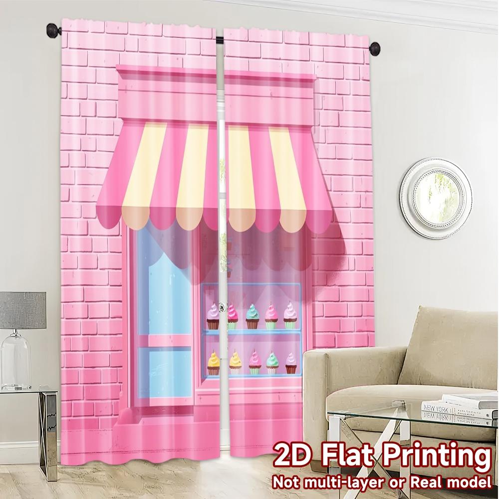 2pcs   2D FLAT PRINTING Curtains (Without Rod) CandyShopFront Creative Modern Curtains Yarn Curtains Versatile All Perfect for