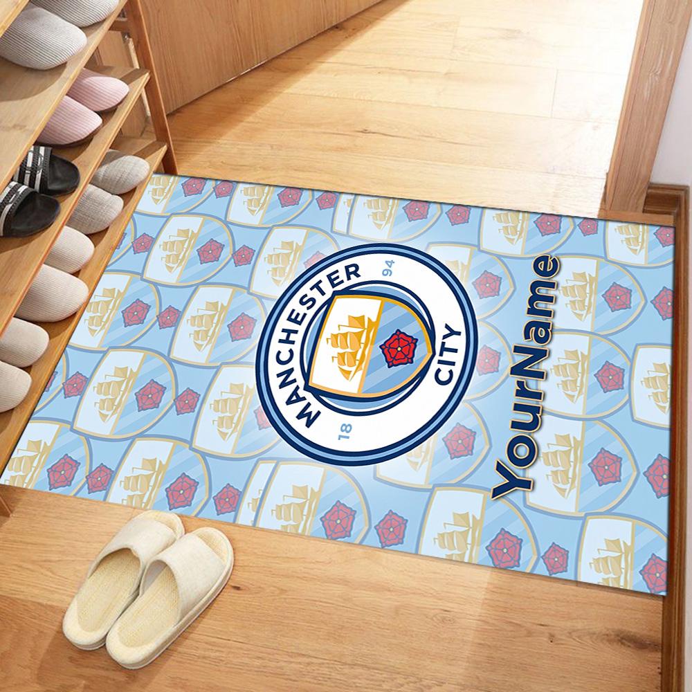 Manchester City Customize Text Area Rug Suitable for Game Room Study room Outdoor Foyer Anti-slip Rug Office home decor Gift for Festivals