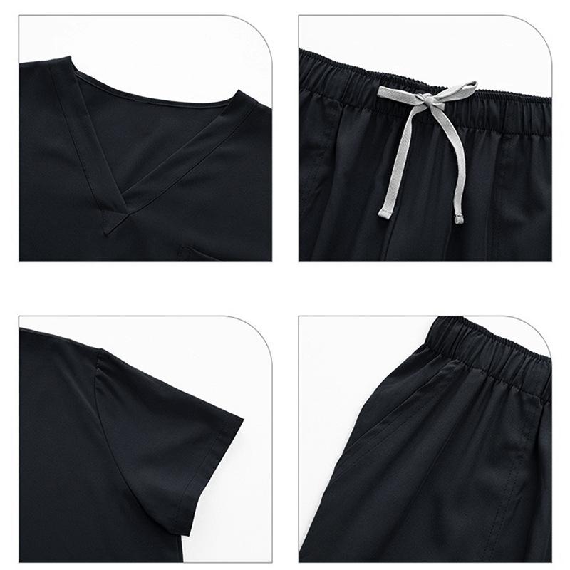 Abbigliamento da Lavoro Nero Bellezza SPA Abiti Medici Uniformi Uomo Donna Dentista Clinica Veterinaria Abiti da Lavoro Uniformi Chirurgiche Set Scrubs