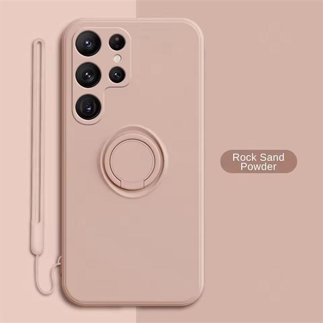 Ring Holder Magnetic Phone Case For Samsung Galaxy S25 S24 S23 S22 Ultra S21 S20 FE S10 Plus Note 20 Ultra Liquid Silicone Case