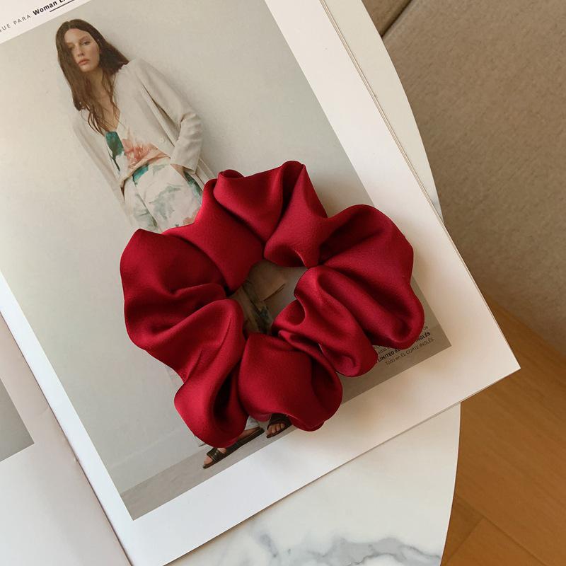Korean Dongdaemun Women's French Silk Hair Scrunchie - Elegant Satin Hair Tie Accessories