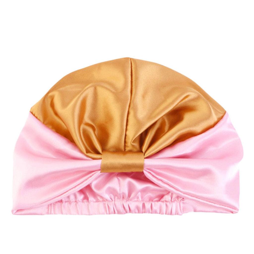 Women's Double-Layered Reusable Silk Satin Sleep Headwrap for Nighttime Beauty Routine – Elastic Band & Knot Closure Shower Bathing Cap