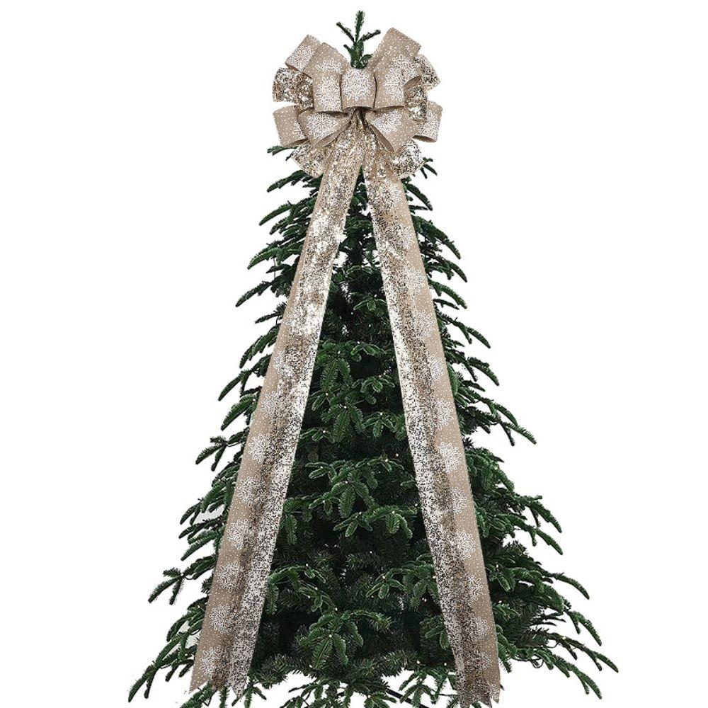 Big Size Snowflake Christmas Decorations Overlock Wire Ribbon Knot Bow Tie Ribbon Linen Ribbon Pendant Style DIY Creative Bow