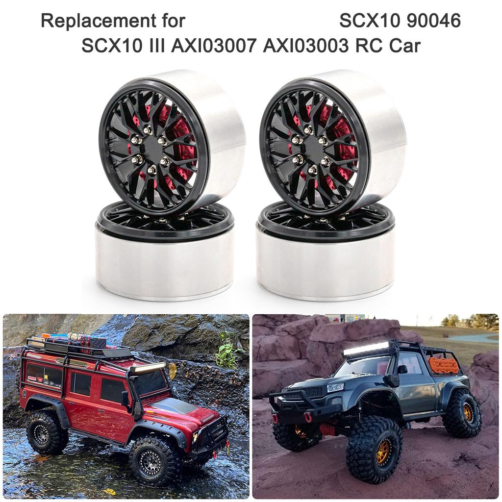 Aluminum Alloy Wheel Rim Beadlock Wheel Rims Hub 4pcs 2.2inch Replacement for 1 10 TRX4 Axial SCX10 90046 SCX10 III