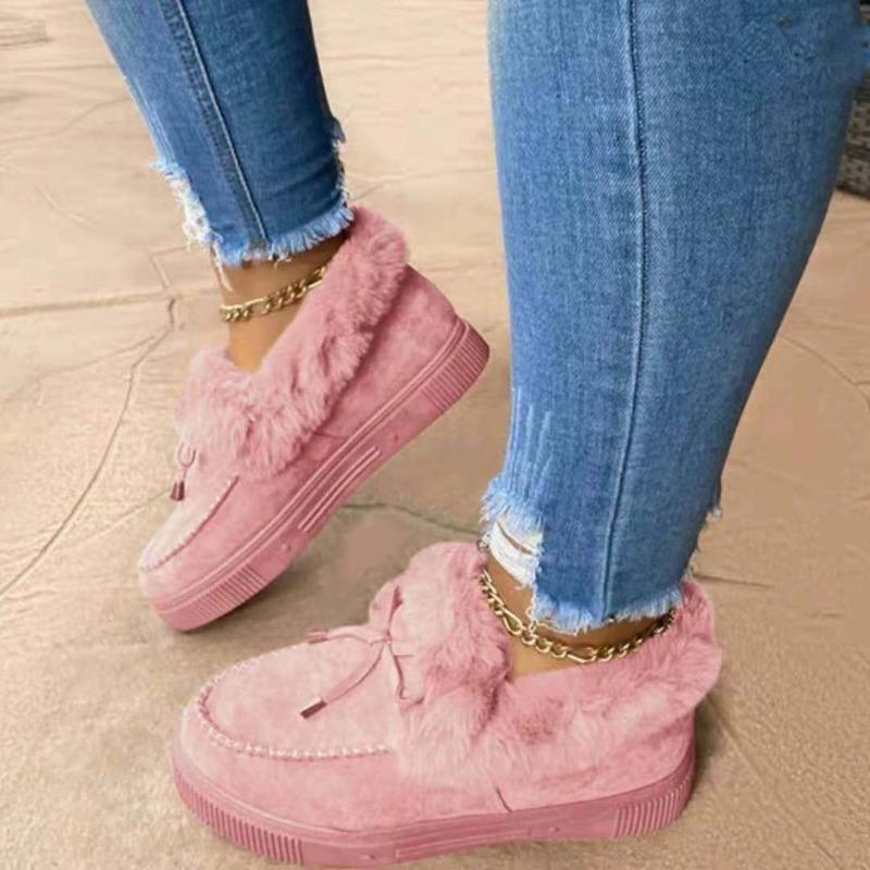 Winter round head thick sole velvet thickened warm cotton shoes women's large size sewing shoes snow boots Doudou shoes