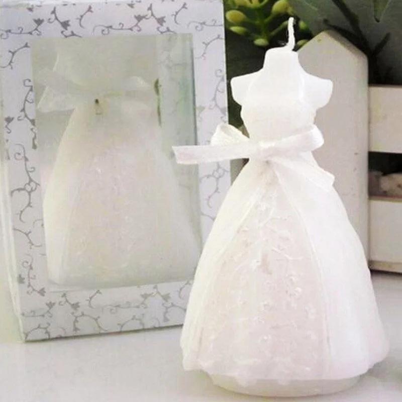 Romantic Wedding Bridal Candle Wedding Party Home Decoration Wedding Gift White Romantic Elegant Boxed Bridal Dress Design