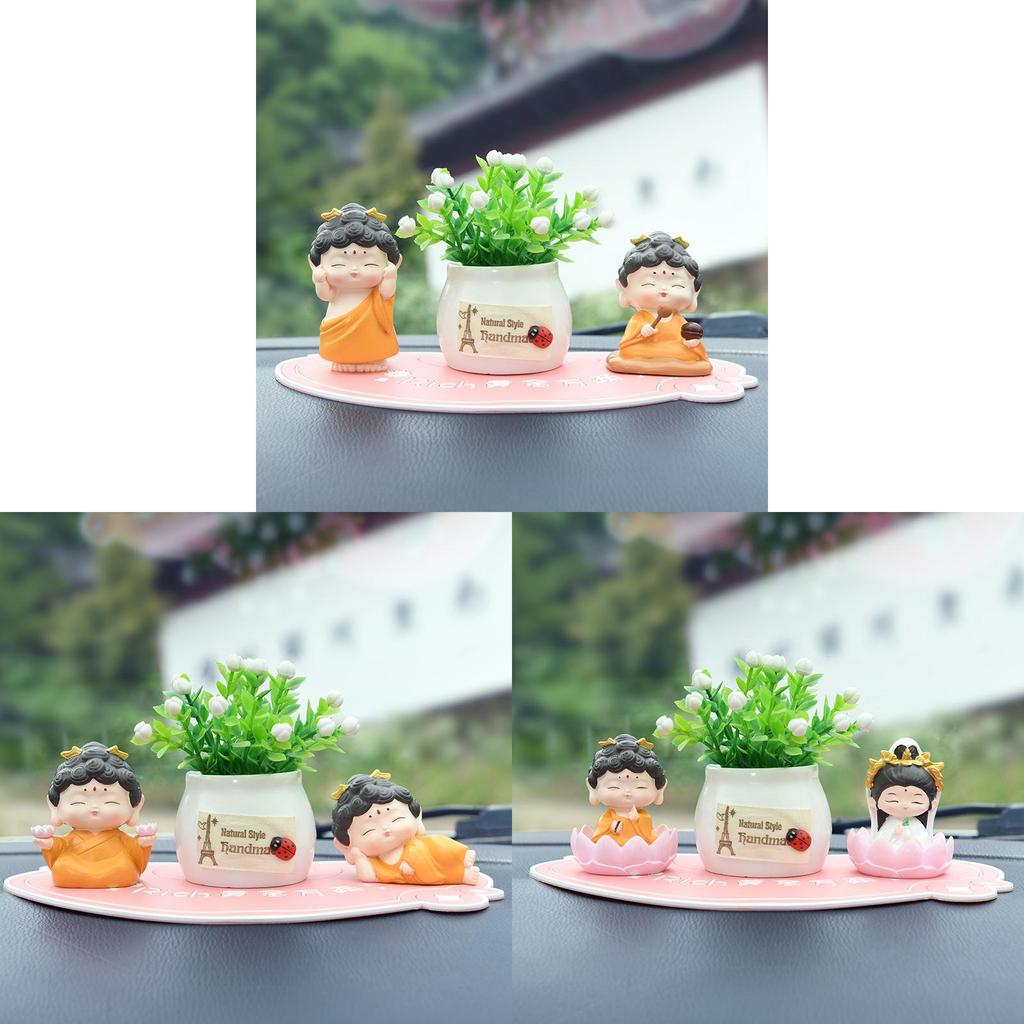 Buddha Car Ornaments Resin Craft With Lucky Lotus For Giftgiving Occasions