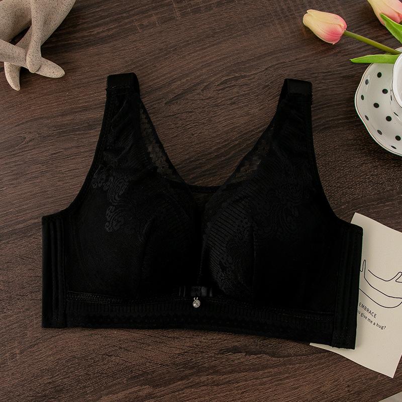 

Anti-light full cup large size large chest thin bra cover gathered and closed sub-breast hole cup comfortable 44/100CD чорний