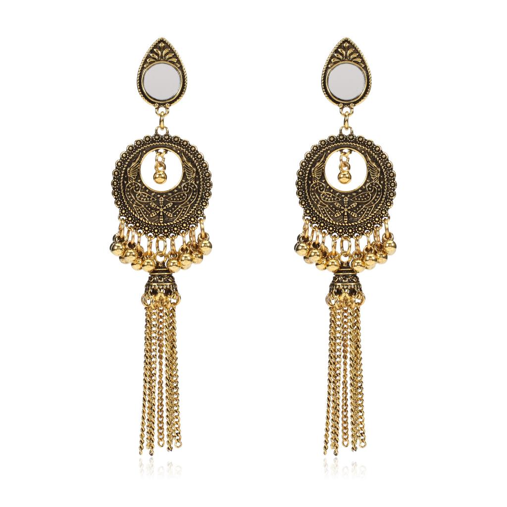 Vintage Indian-style Earrings Chain Tassel Vintage Pagoda Pendant Earrings