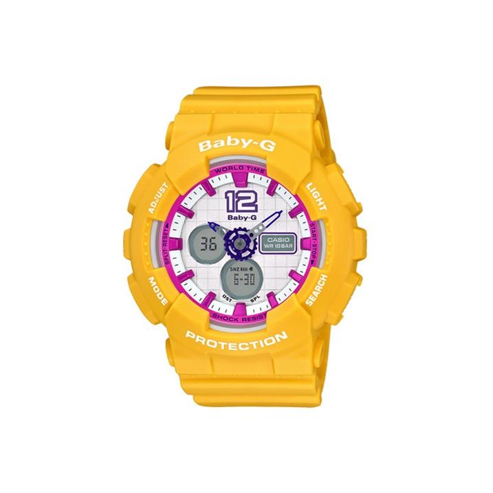 

Casio Baby-G Series Large Dial Dual Display Multifunction Quartz Movement Resin Strap Watch Women watches White BA-120-9B Yellow Strap