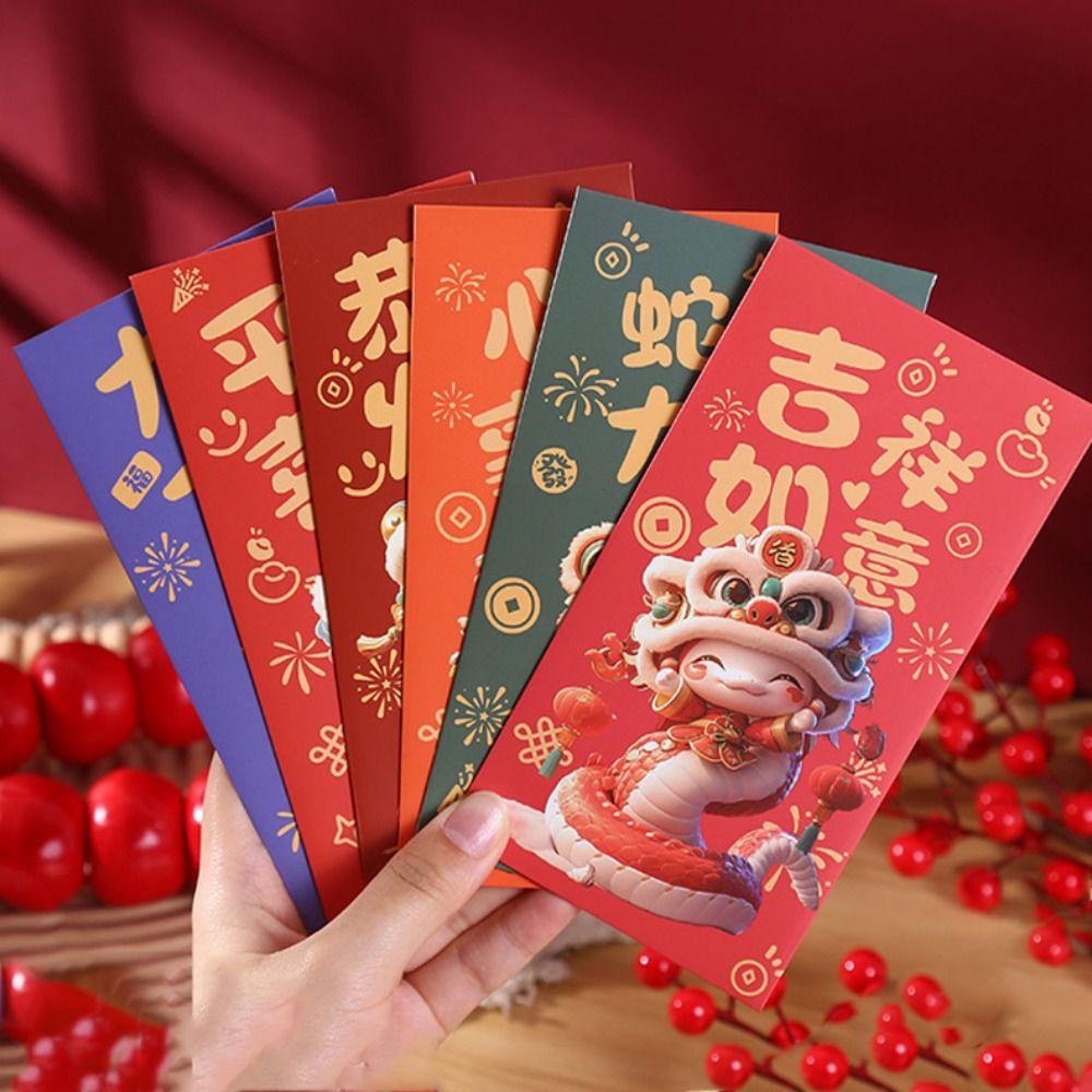 6pcs/set Cartoon New Year Red Envelopes Chinese Style Cash Envelopes  Chinese New Year