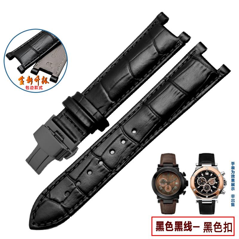 Kopfschicht Lederarmband Krokodilmuster Rindsleder für YA133309 Gales 20*11mm 22*13mm Uhrenarmband Schwarz Braun Herren Accessoires