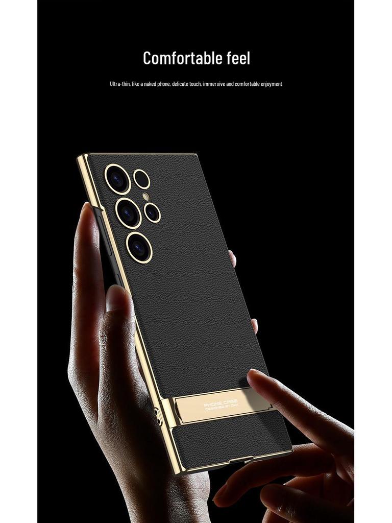 GKK Electroplated Leather Bracket Phone Case for S24 Ultra/S23U - Drop-Proof Precision Cover