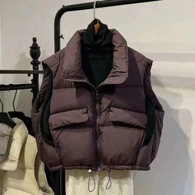 Women's New 2025 Autumn and Winter Fashion Vest Down Cotton Stand Collar Solid Color Sleeveless Vest Jacket