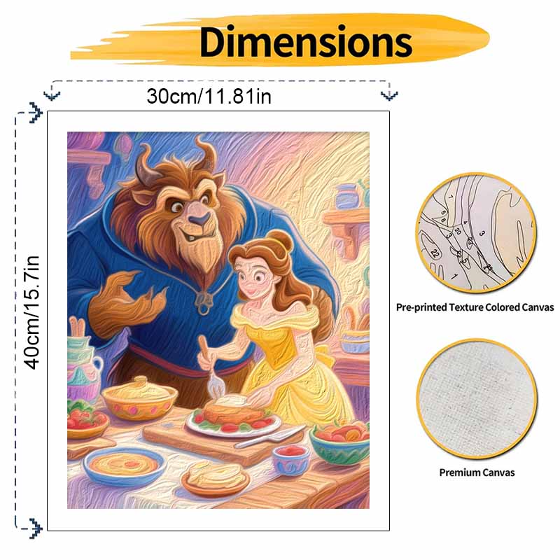 Disney Beauty and the Beast Oil Paint by Numbers Painting Kit Handmade Diy Home Decoration Gift