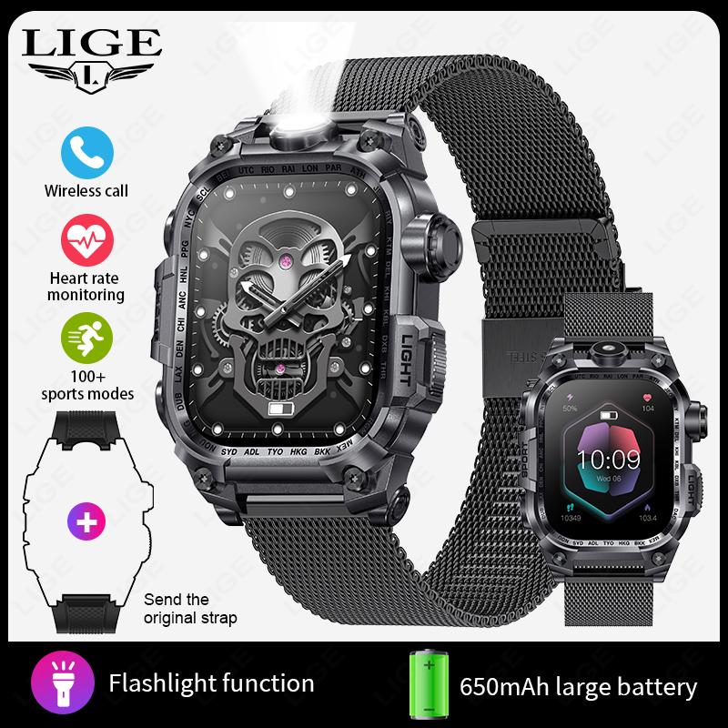 New Smart Watch Men Wireless Call IP67 Waterproof Sport Fitness Watch Voice Assistant Heart Rate Health Monitor Smartwatch