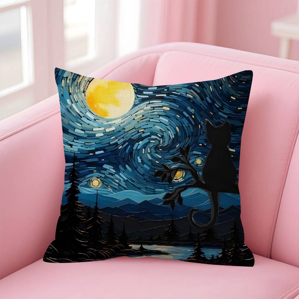 Van ART GGogh Lustige Katze Personalisierte Kissenstaubabdeckung Schlafzimmer Kinder Party Dekoration Kissenbezug Geburtstag Kinder Geschenk