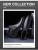 Men's High-Top Leather Business Boots with Warmth and Zipper, Large Size, Martin Style, for Autumn and Winter.