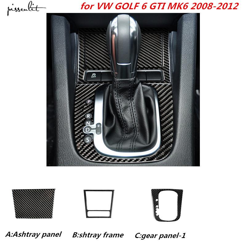 For VW GOIF 6 08-12 GTI MK6 Car Accessories Carbon Fiber Gear Panel Shtray Frame for Golf MK6 Interior Decoration Car Sticker 5D