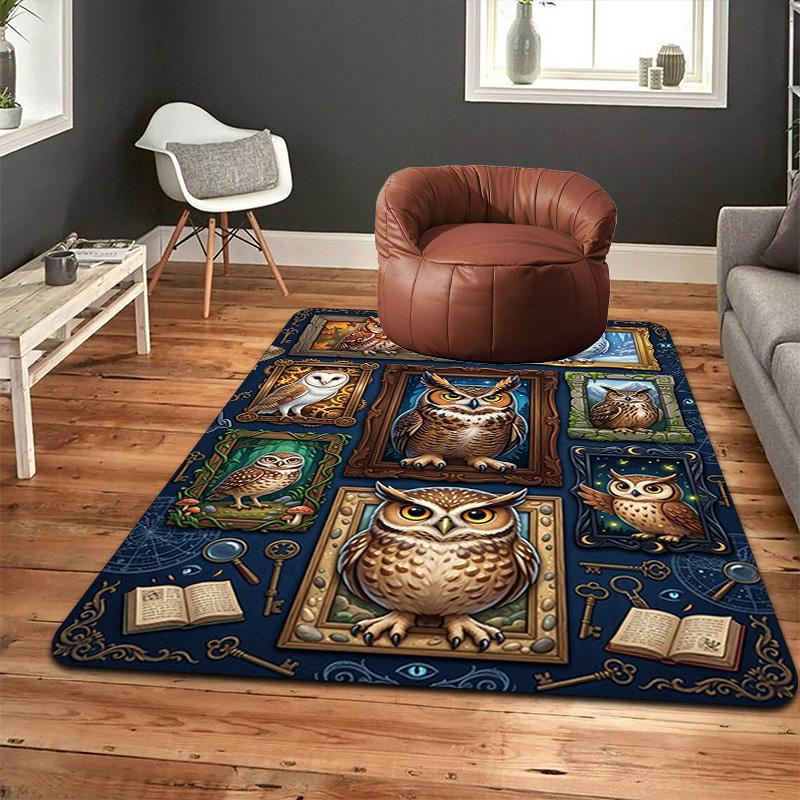 Owl Collection Pattern Rug Floor Mat for Living Room or Bedroom Soft and Comfortable Carpet a Gift for Birthday and Holiday.