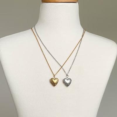 Colar com Pingente de Coração Antigo para Foto Feminino