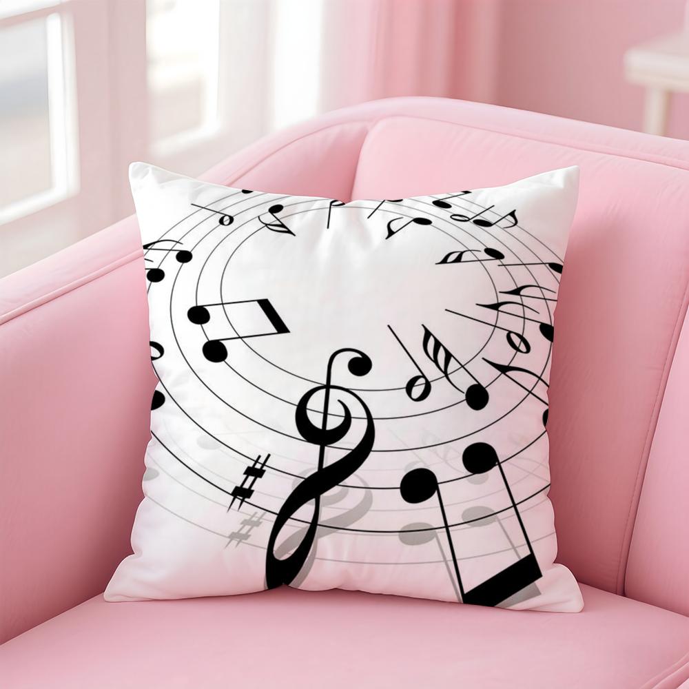 Sheet Music Printing Cushion Cover Pillow Case Soft Friendly Fabric & Concealed Zipper