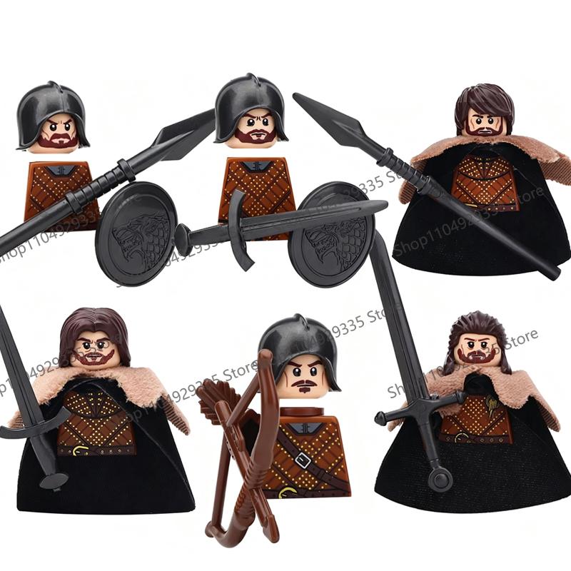Medieval Knight Figures Building Blocks Elf Guard Dwarf Warrior Wild Boar Sheep Mount Fantasy Movie Character Soldier Bricks Toy