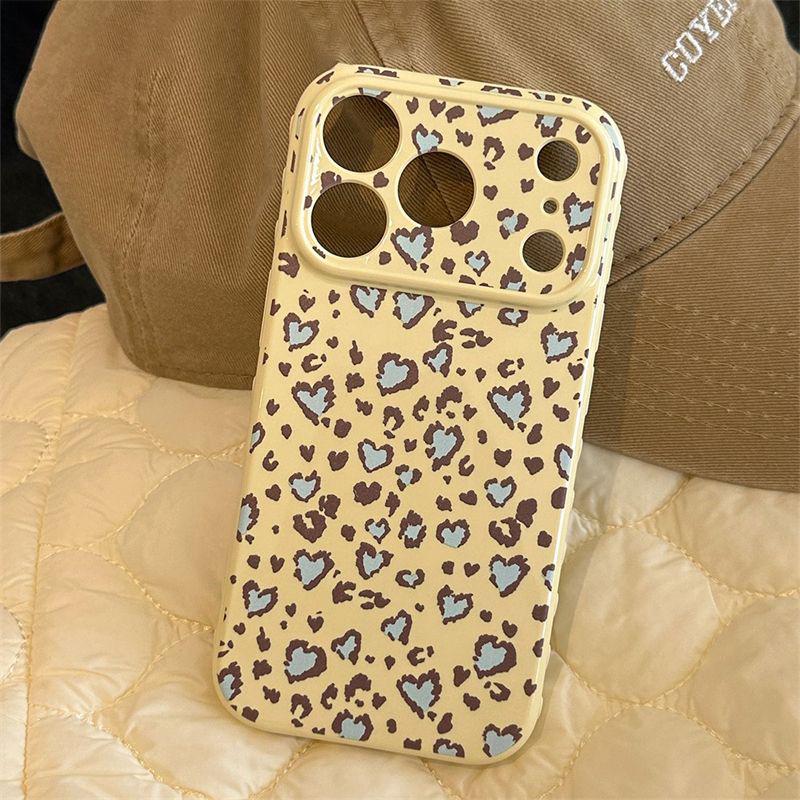 

Personalized Leopard Print Heart Window Soft Case for Apple 17 Pro Max - Full Coverage for Models 13 to 16 Apple 13 Pro