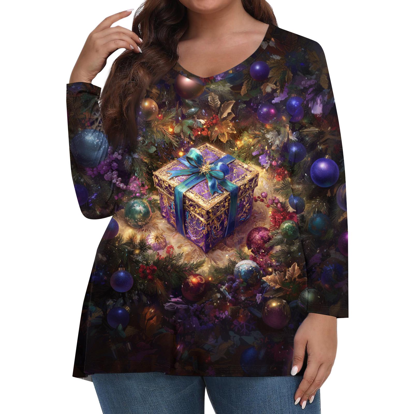 

Женский модный повседневный топ с длинным рукавом большого размера с принтом, топ большого размера с цветочным принтом XXXL