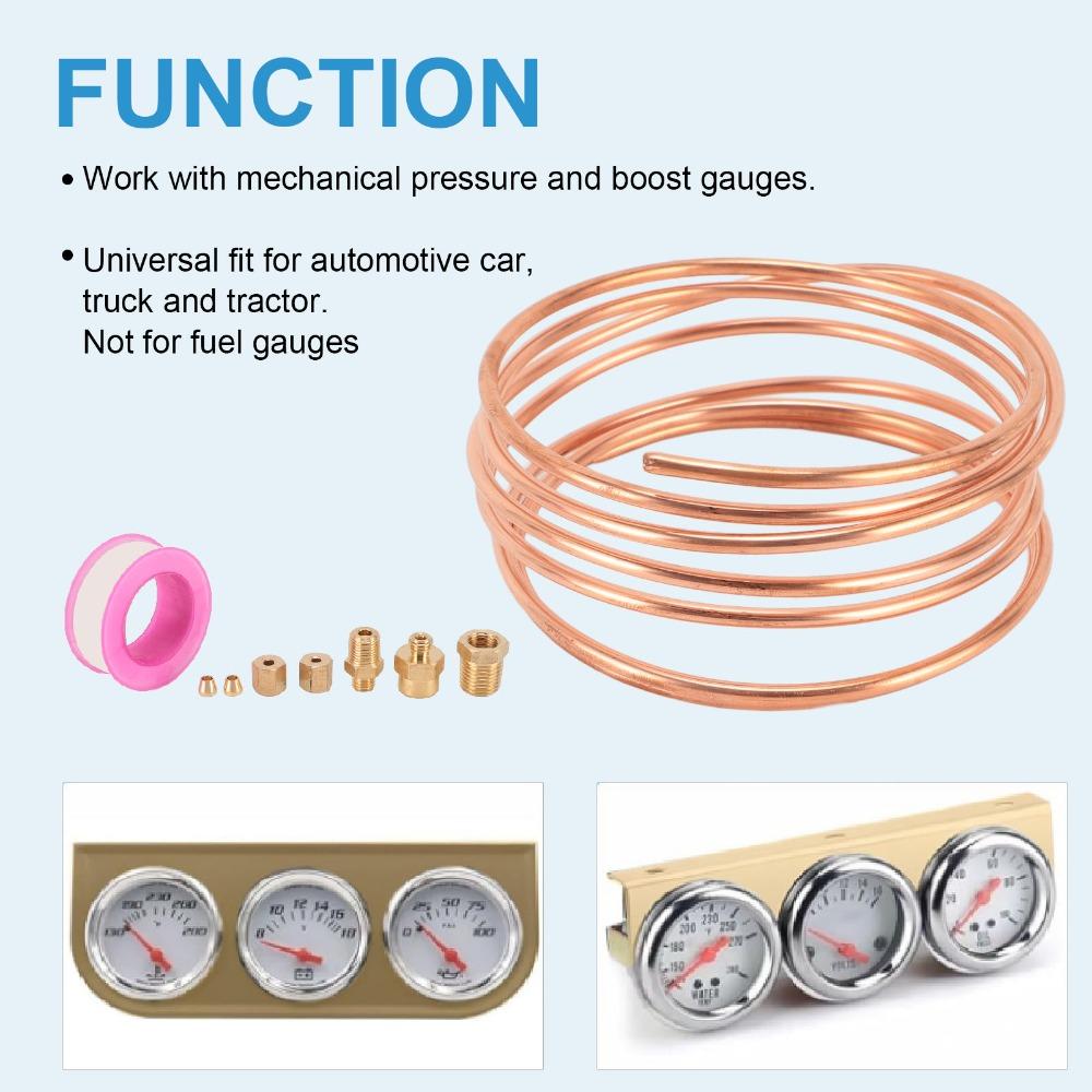 9Pcs Durable Metal Material Oil Pressure Gauge Tubing Instrument Pipeline Installation
