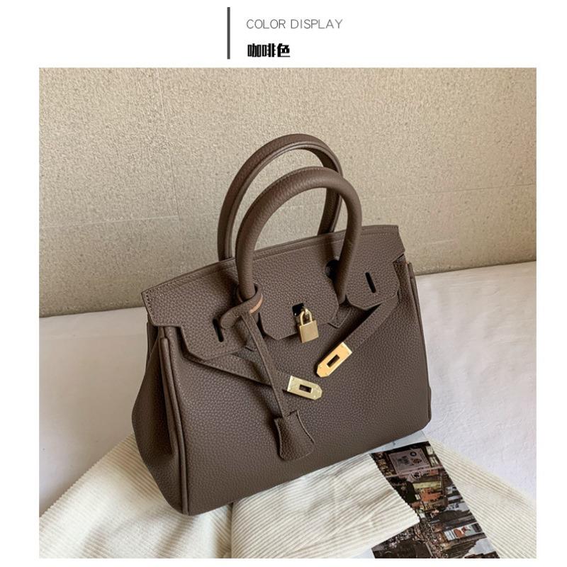 Textured Lychee Pattern Platinum Bag Women's Summer New Handheld Women's Bag Large Capacity Shoulder Messenger Bag