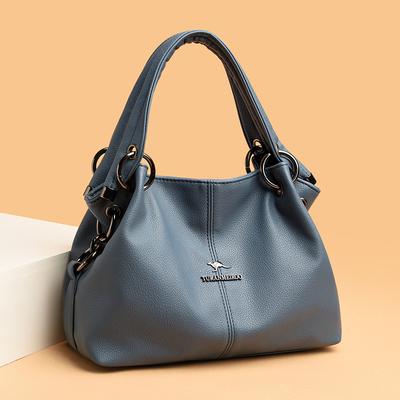 Bag Women's High-end Women's Handbag Luxury Soft Leather Women's Shoulder Bag Retro Solid Color Large-capacity Mother Bag